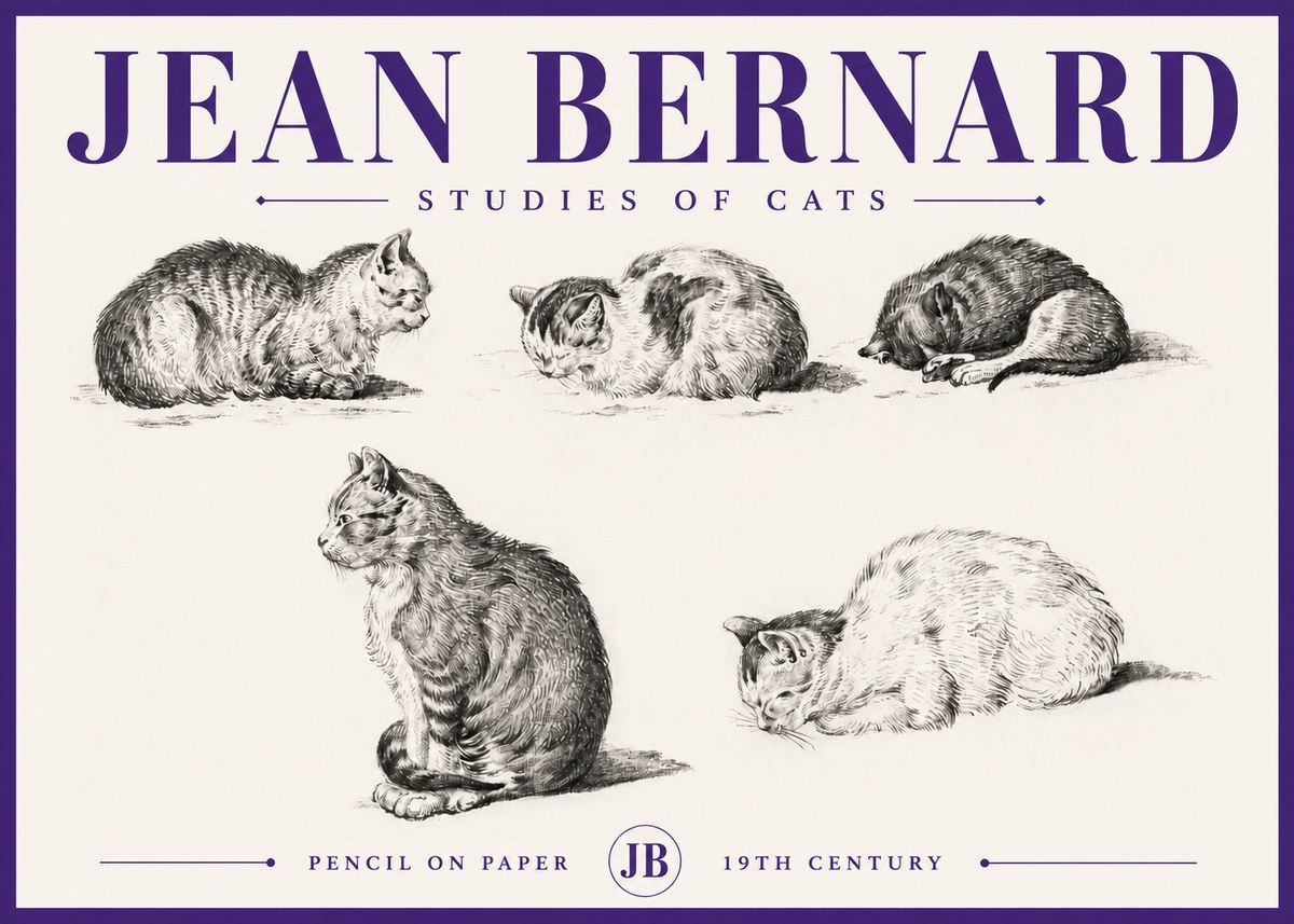 Jean Bernard Studies of Cats No5 - Poszter