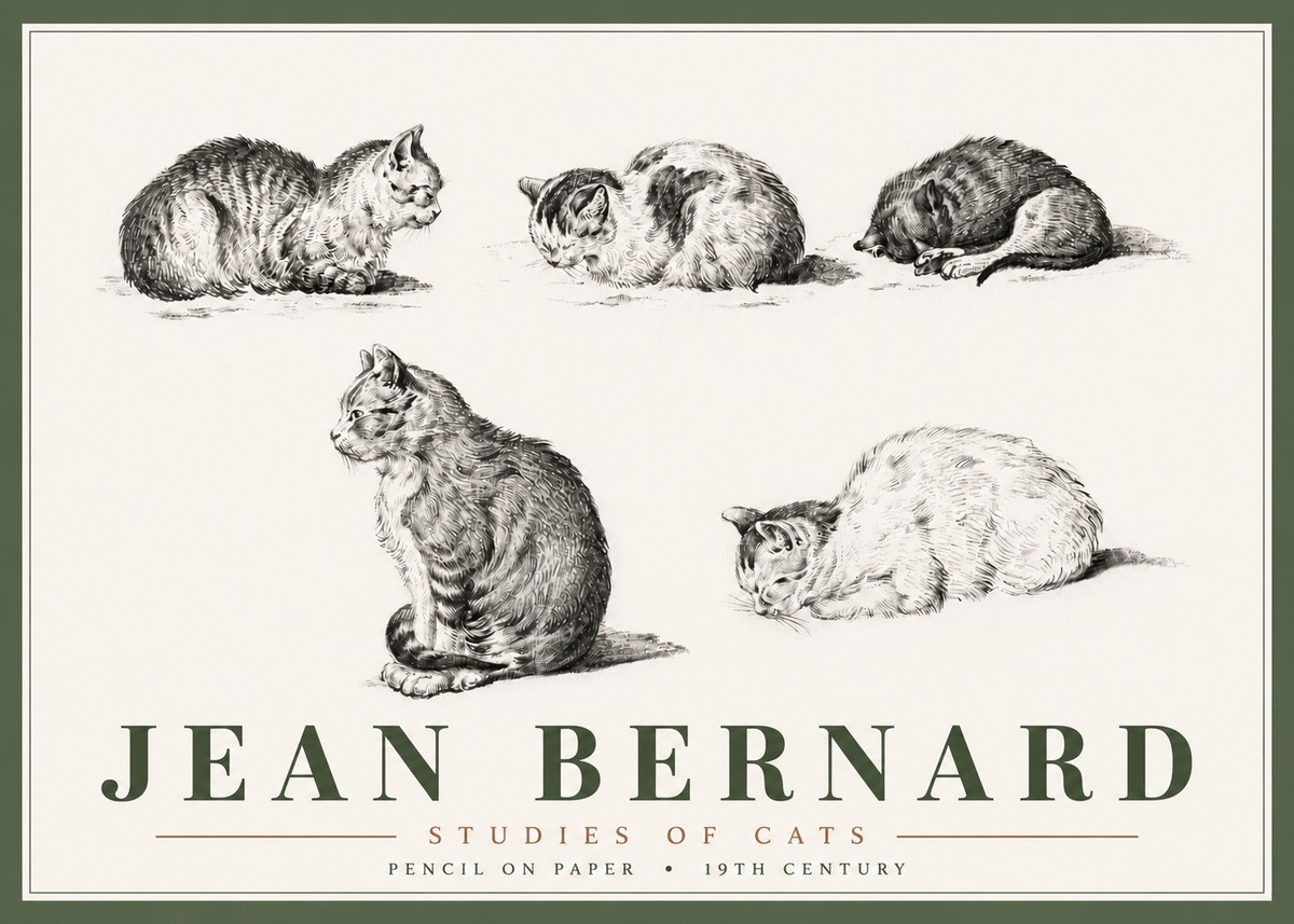 Jean Bernard Studies of Cats No6 - Poszter