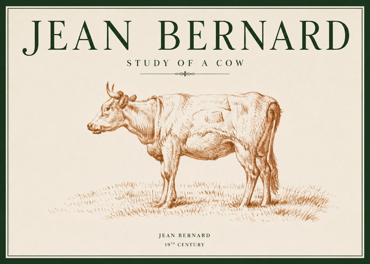 Jean Bernard Study of a Cow XIX No3 - Poszter