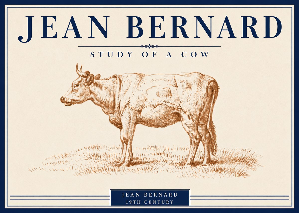 Jean Bernard Study of a Cow XIX No5 - Poszter