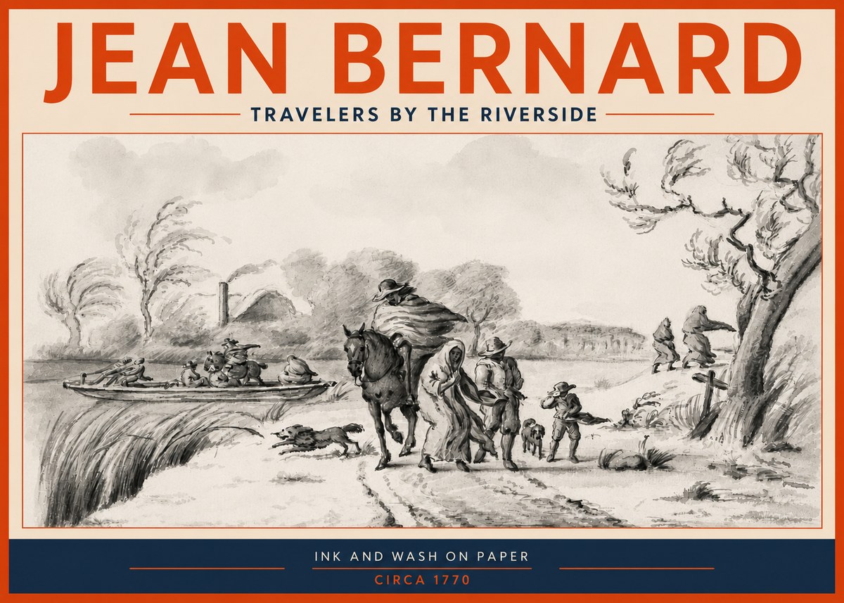 Jean Bernard Travelers by the Riverside No3 - Poszter