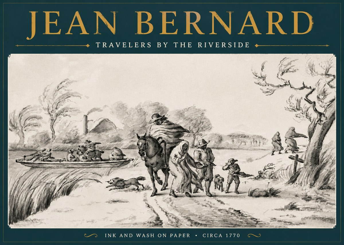 Jean Bernard Travelers by the Riverside No4 - Poszter