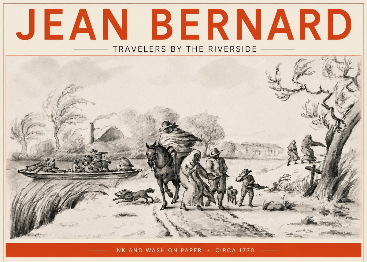 Jean Bernard Travelers by the Riverside No5 - Poszter