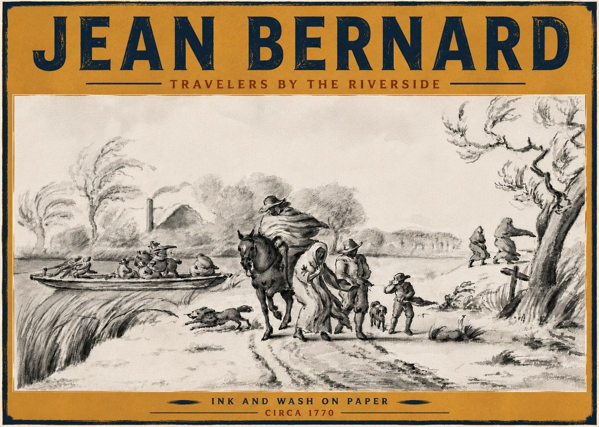 Jean Bernard Travelers by the Riverside No6 - Poszter