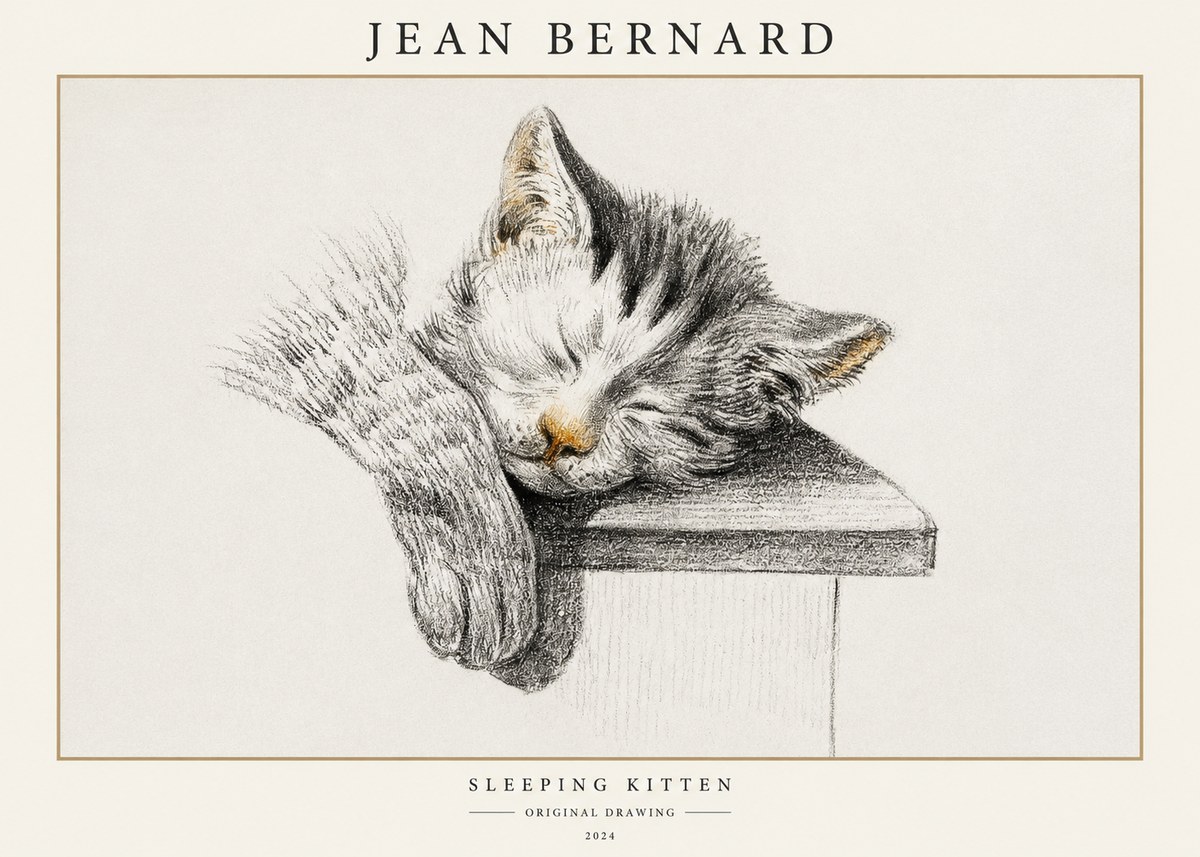 Jean Bernard Sleeping Kitten No1 - Poszter