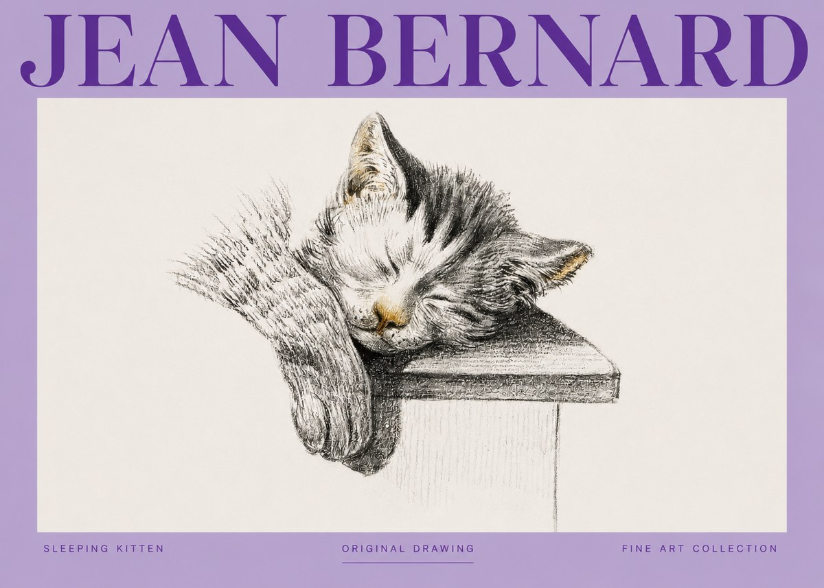 Jean Bernard Sleeping Kitten No3 - Poszter