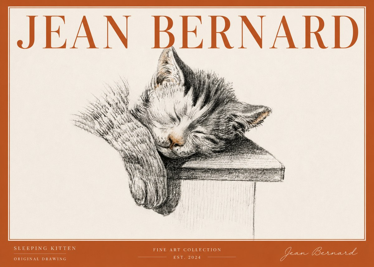 Jean Bernard Sleeping Kitten No6 - Poszter
