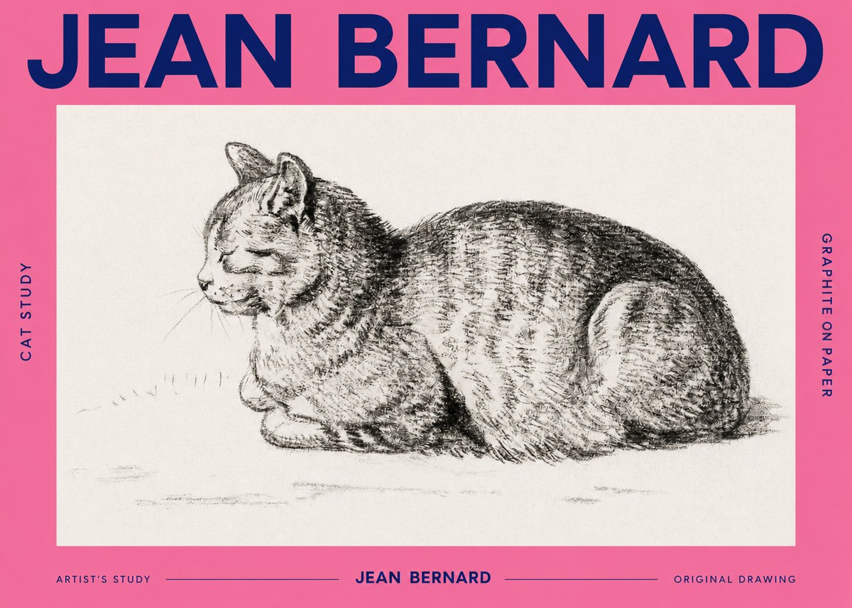 Jean Bernard Cat Study XII No2 - Poszter