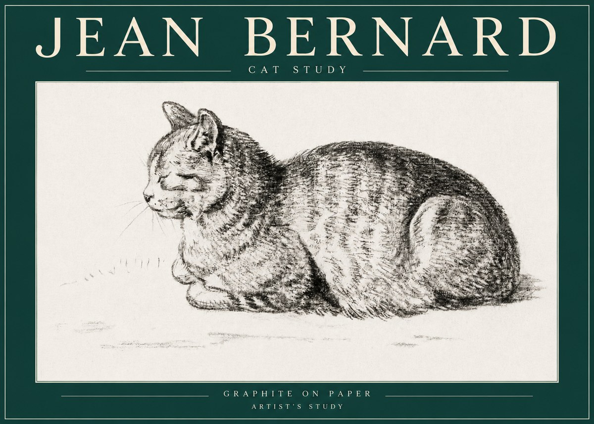 Jean Bernard Cat Study XII No3 - Poszter
