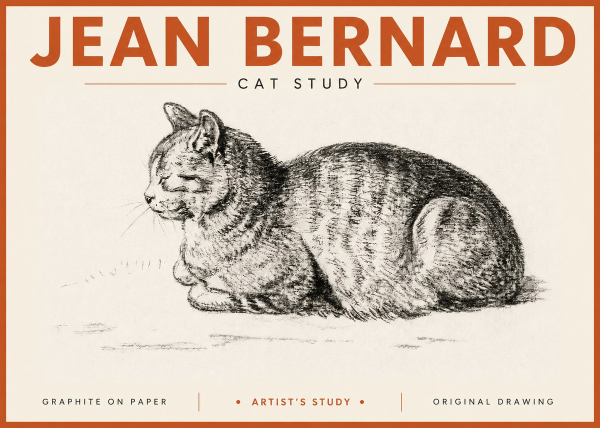 Jean Bernard Cat Study XII No4 - Poszter