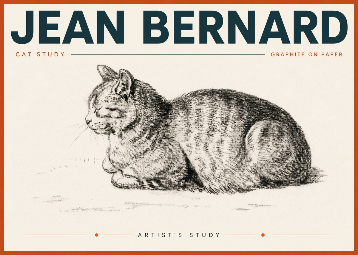 Jean Bernard Cat Study XII No6 - Poszter