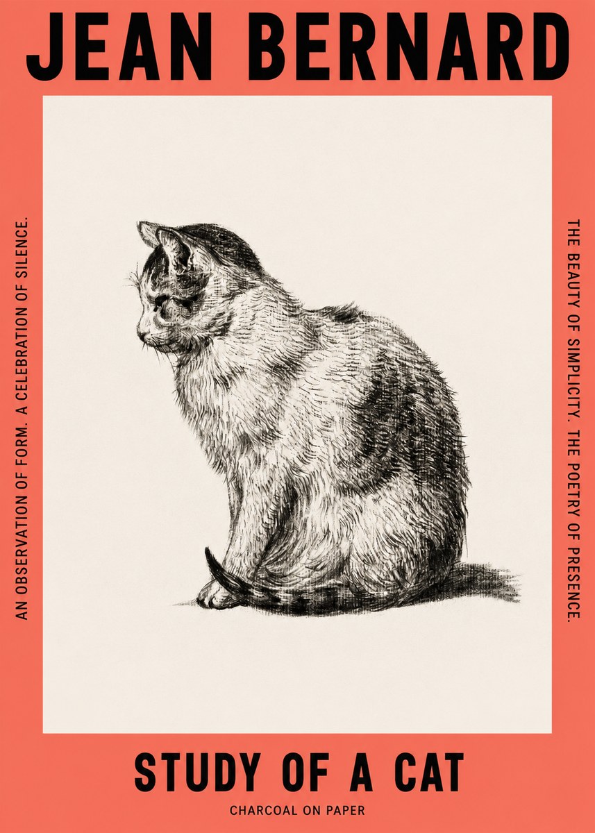 Jean Bernard Study of a Cat IV No2 - Poszter