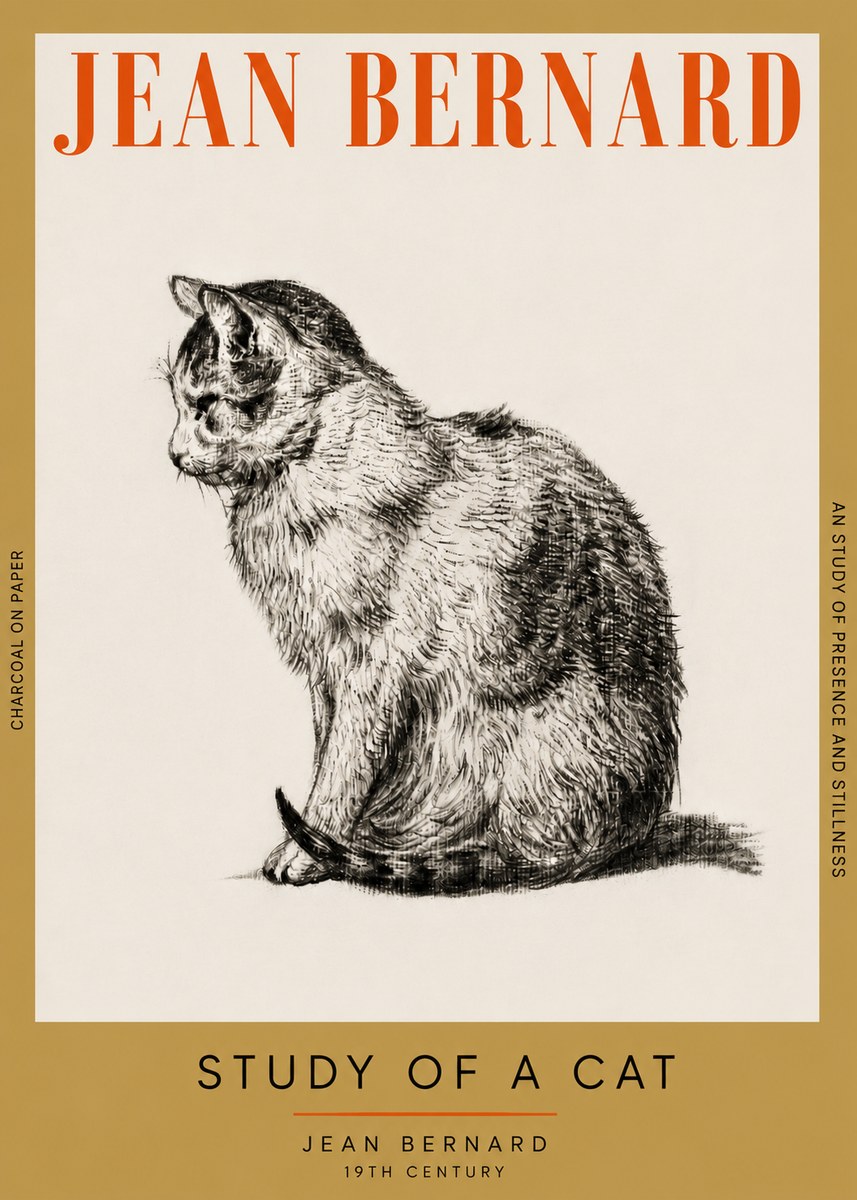 Jean Bernard Study of a Cat IV No4 - Poszter