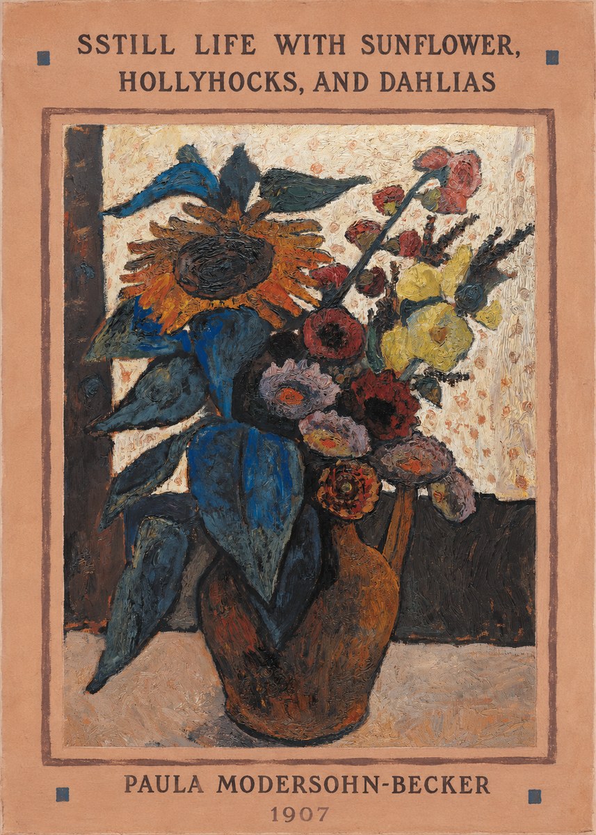 Paula Modersohn-Becker Still Life with Sunflower, Hollyhocks, and Dahlias No3 - Poszter