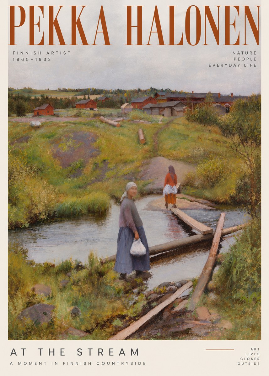 Pekka Halonen At the Stream No2 - Poszter
