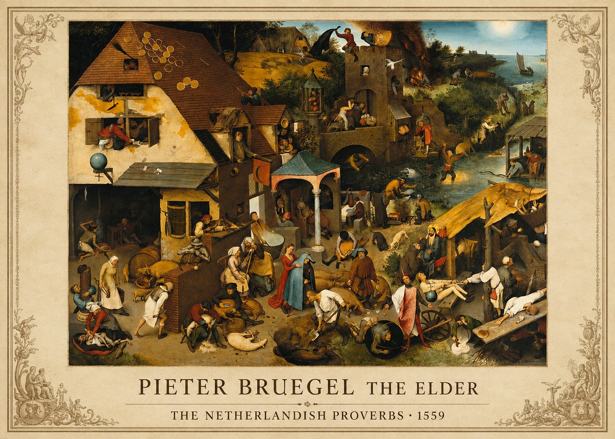 Pieter Bruegel The Netherlandish Proverbs I No1 - Poszter