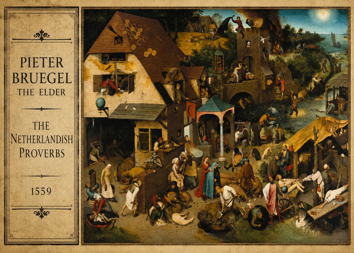 Pieter Bruegel The Netherlandish Proverbs I No2 - Poszter