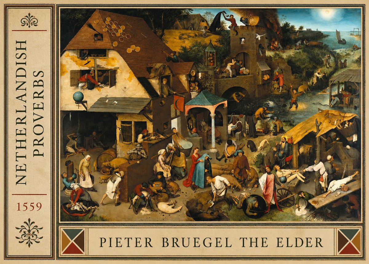 Pieter Bruegel The Netherlandish Proverbs I No4 - Poszter