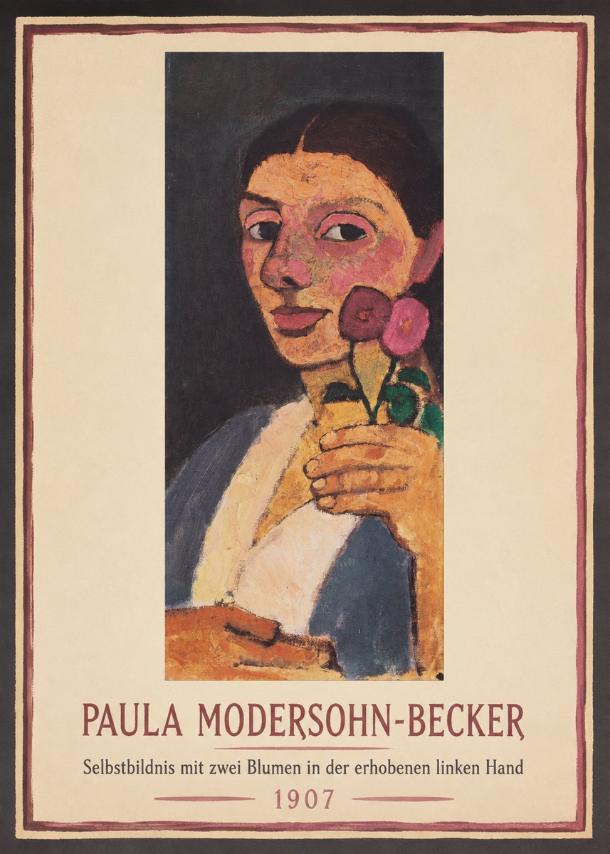 Paula Modersohn-Becker Selbstbildnis Mit Zwei Blumen in Der Erhobenen Linken Hand No1 - Poszter