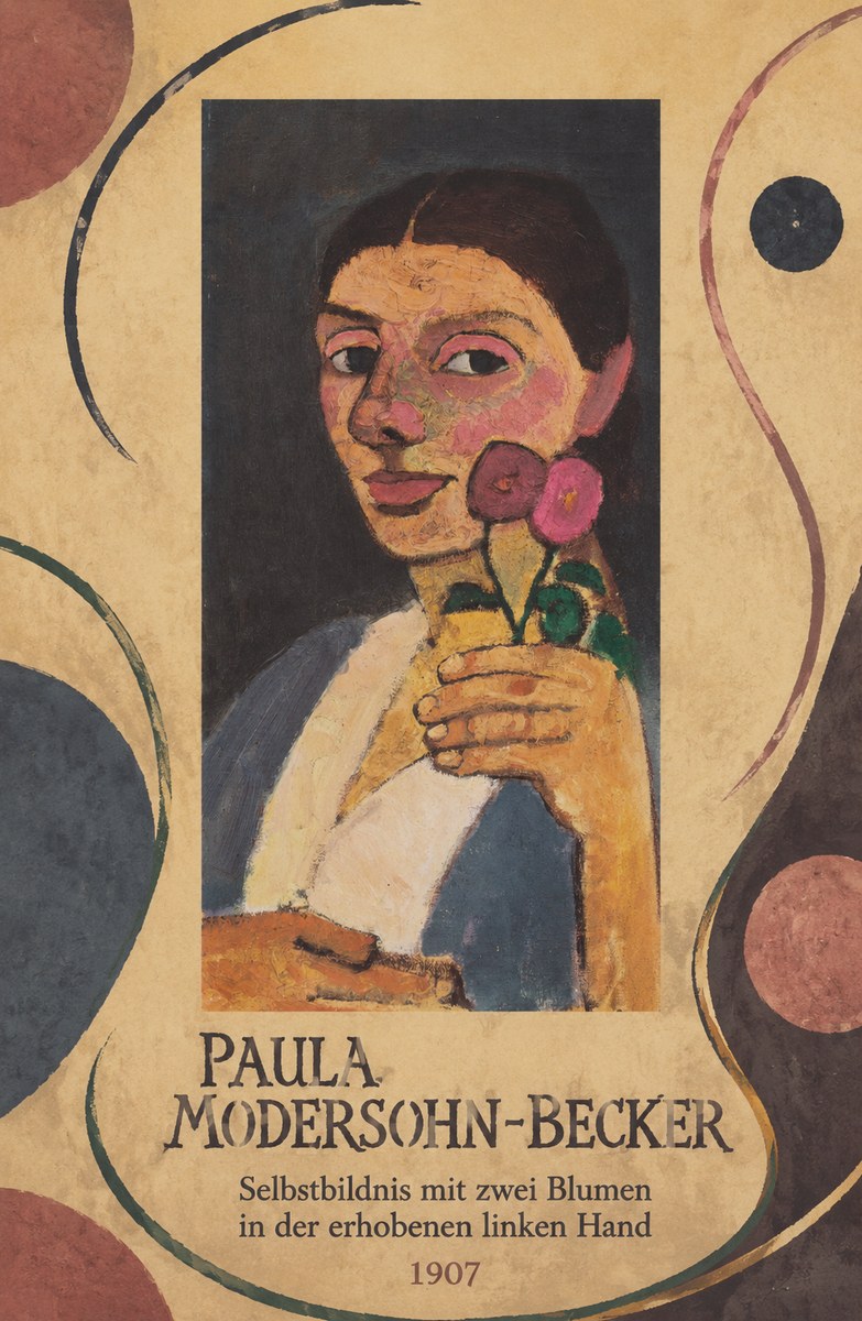 Paula Modersohn-Becker Selbstbildnis Mit Zwei Blumen in Der Erhobenen Linken Hand No3 - Poszter