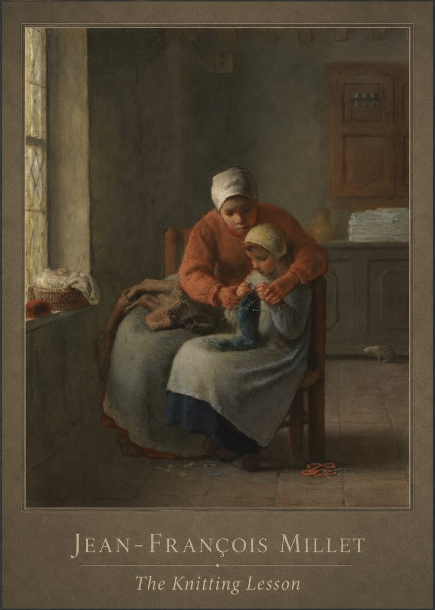 Jean-François Millet The Knitting Lesson II No1 - Poszter