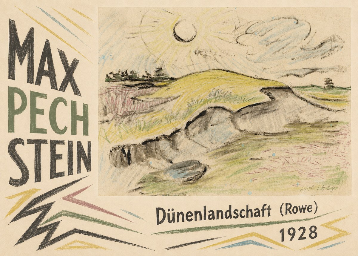 Max Pechstein Dünenlandschaft (Rowe) No4 - Poszter