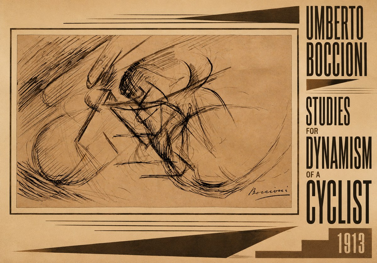 Umberto Boccioni Studies for Dynamism of a Cyclist No5 - Poszter