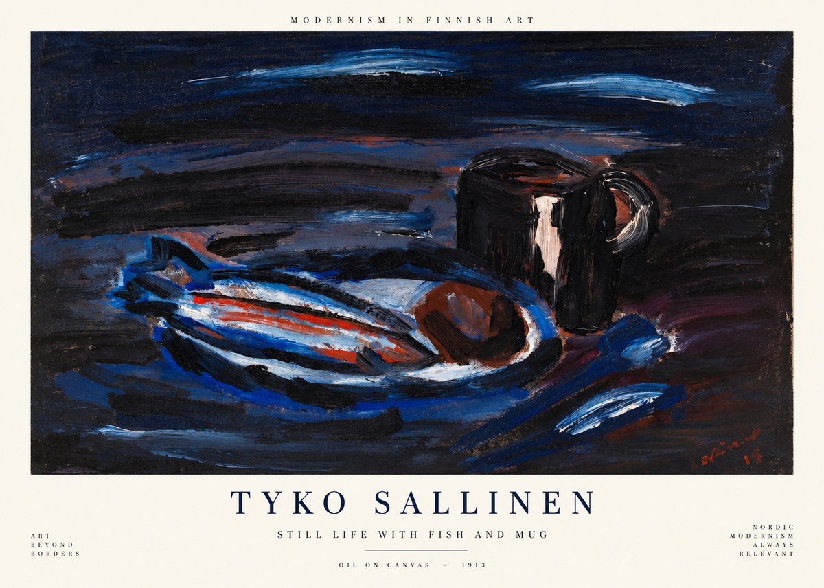 Tyko Sallinen Still Life with Fish and Mug No1 - Poszter