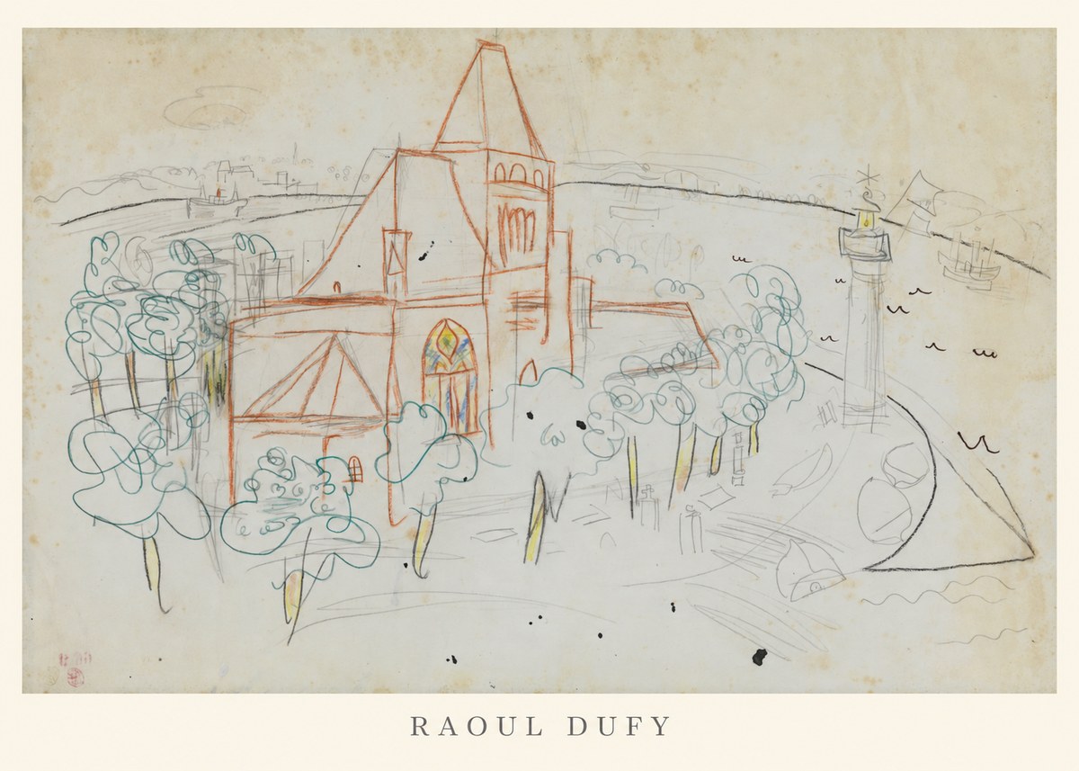 Raoul Dufy Coastal Church and Lighthouse No6 - Poszter