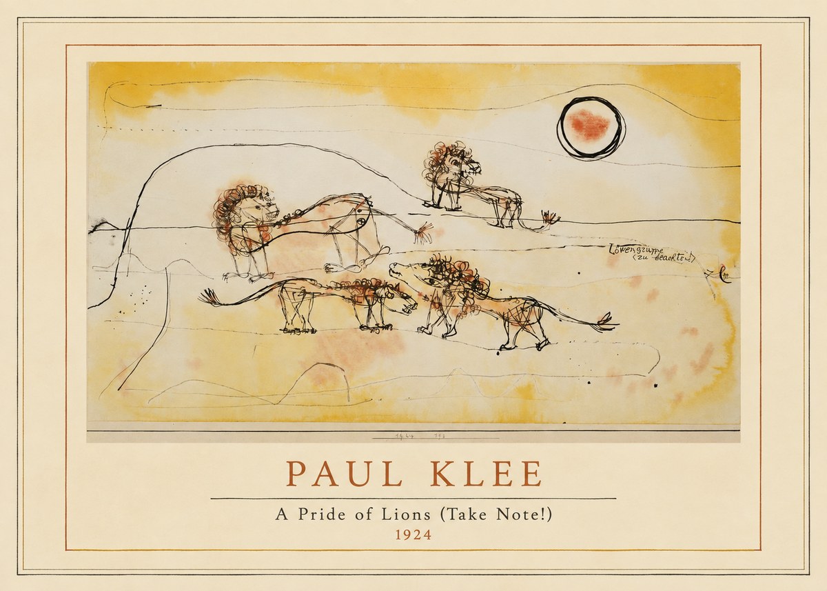 Paul Klee A Pride of Lions (Take Note!) No4 - Poszter