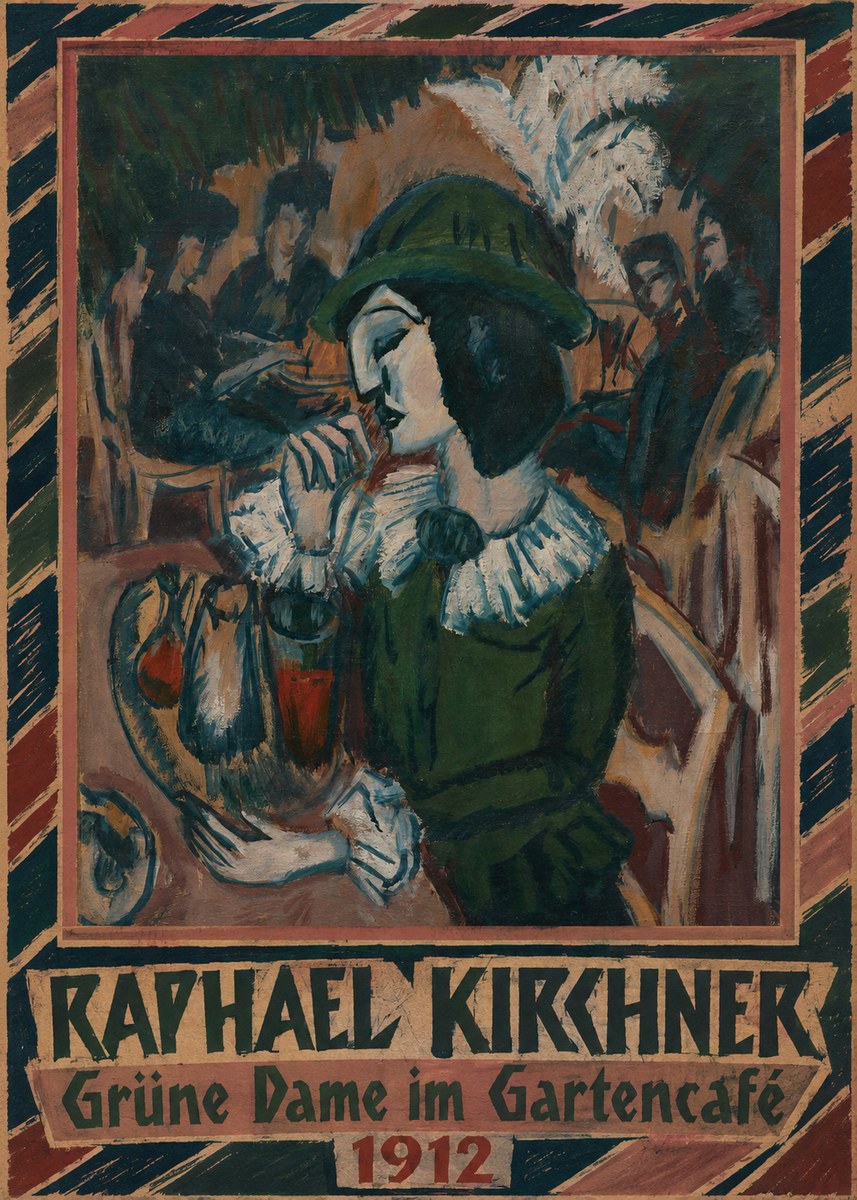 Raphael Kirchner Grüne Dame Im Gartencafé No5 - Poszter