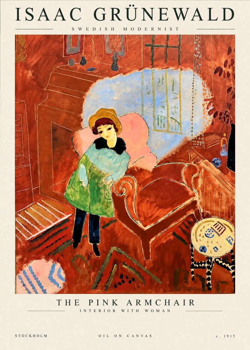 Isaac Grünewald Interior with Young Girl No2 - Poszter