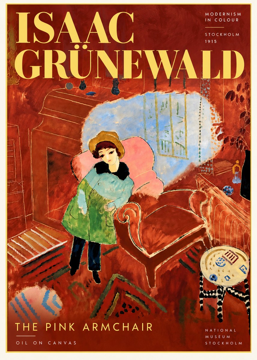Isaac Grünewald Interior with Young Girl No6 - Poszter