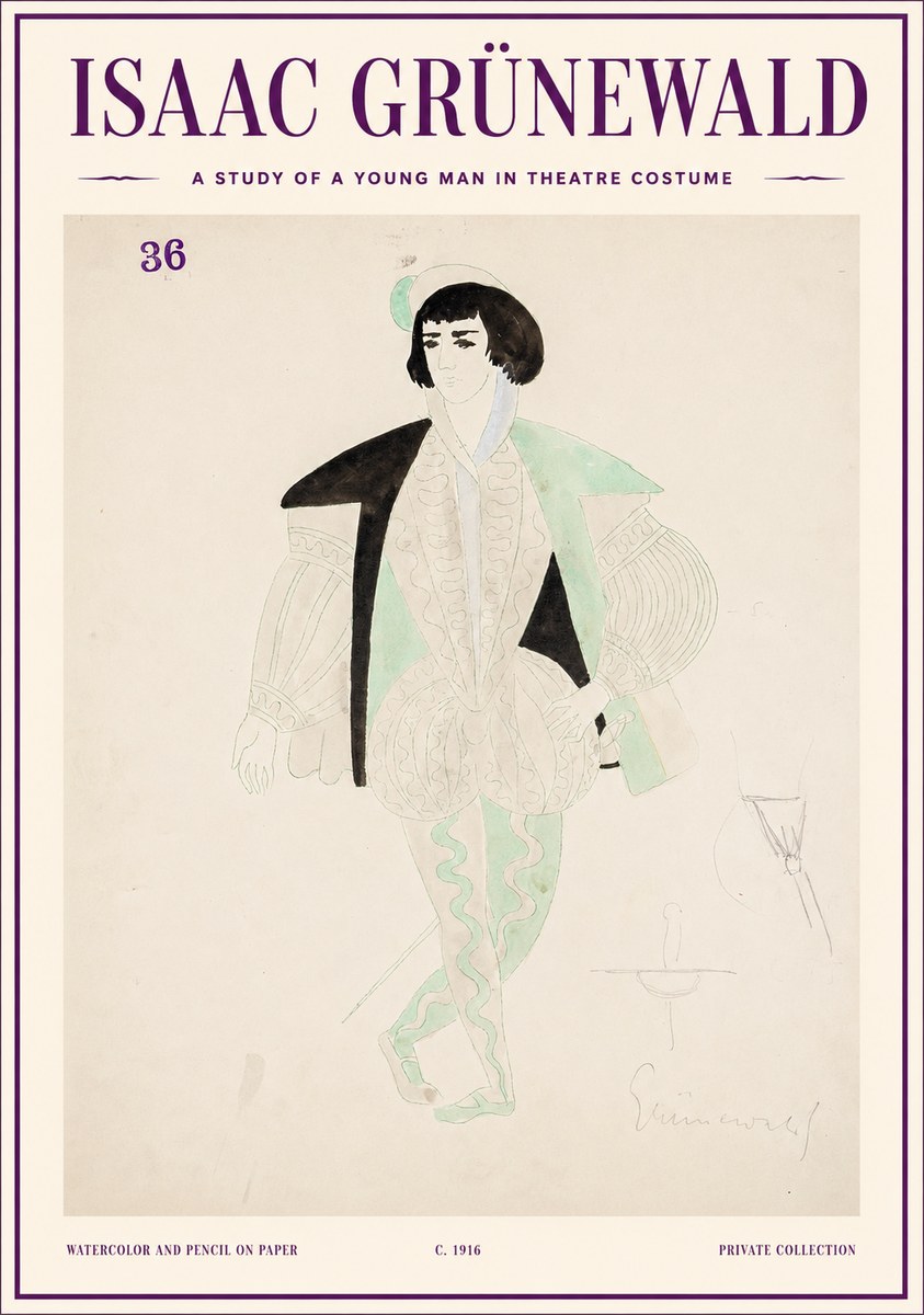 Isaac Grünewald A Study of a Young Man in Theatre Costume No1 - Poszter