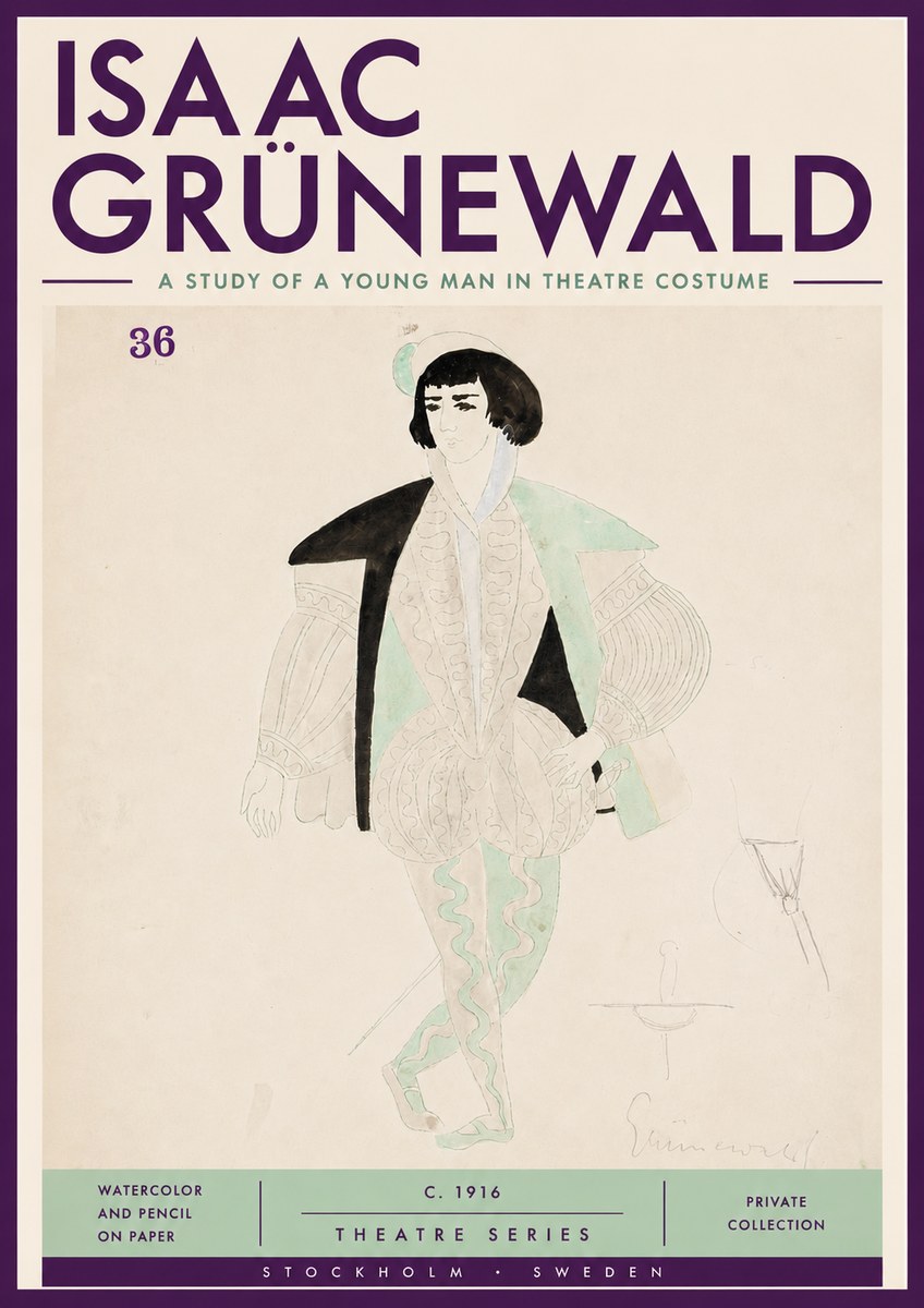 Isaac Grünewald A Study of a Young Man in Theatre Costume No4 - Poszter