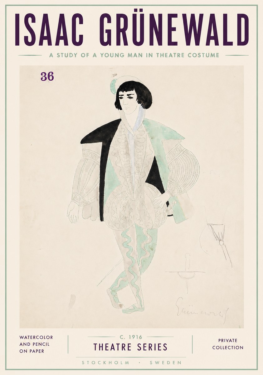 Isaac Grünewald A Study of a Young Man in Theatre Costume No6 - Poszter