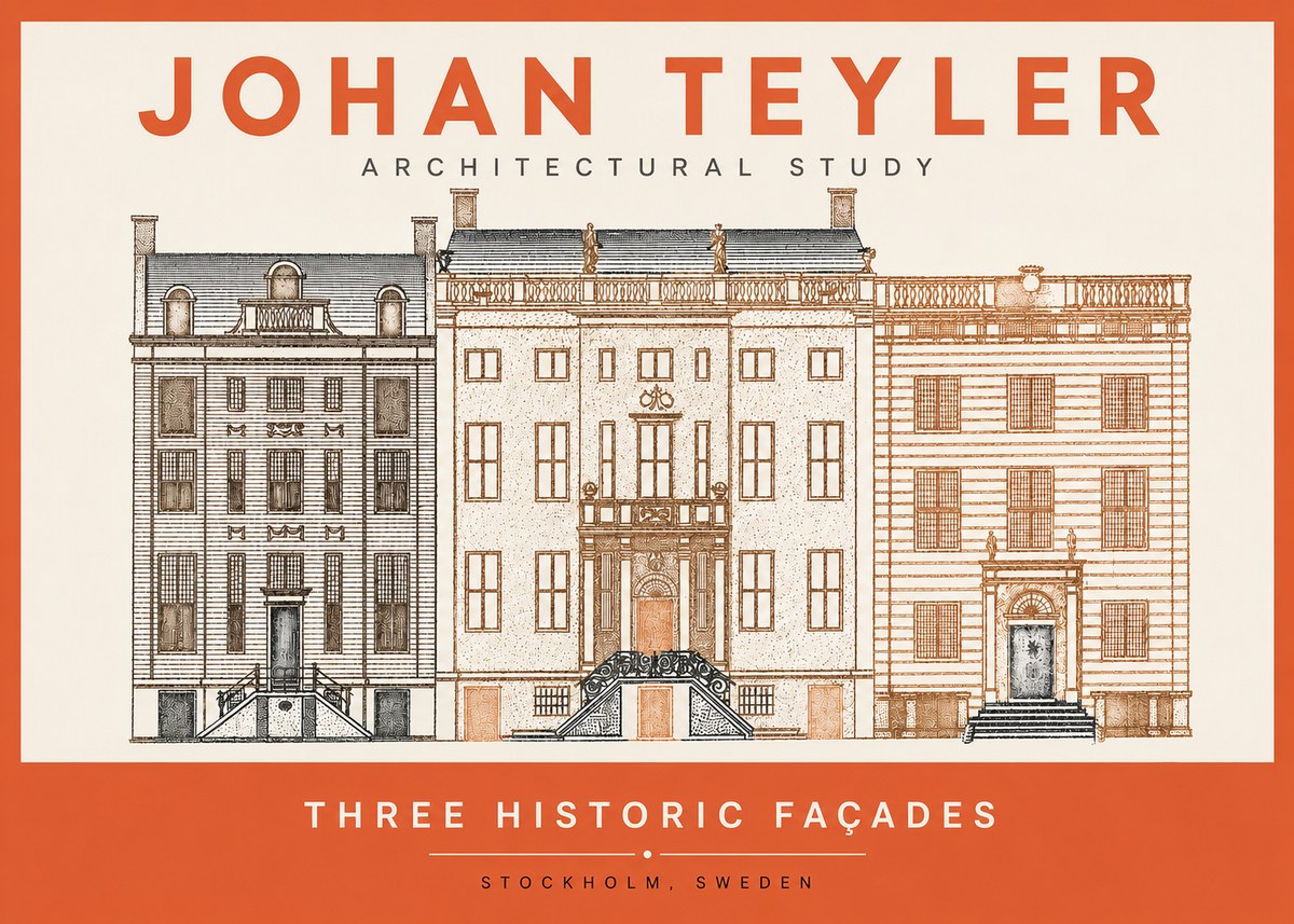 Johan Teyler Architectural Study - Three Historic Façades No2 - Poszter