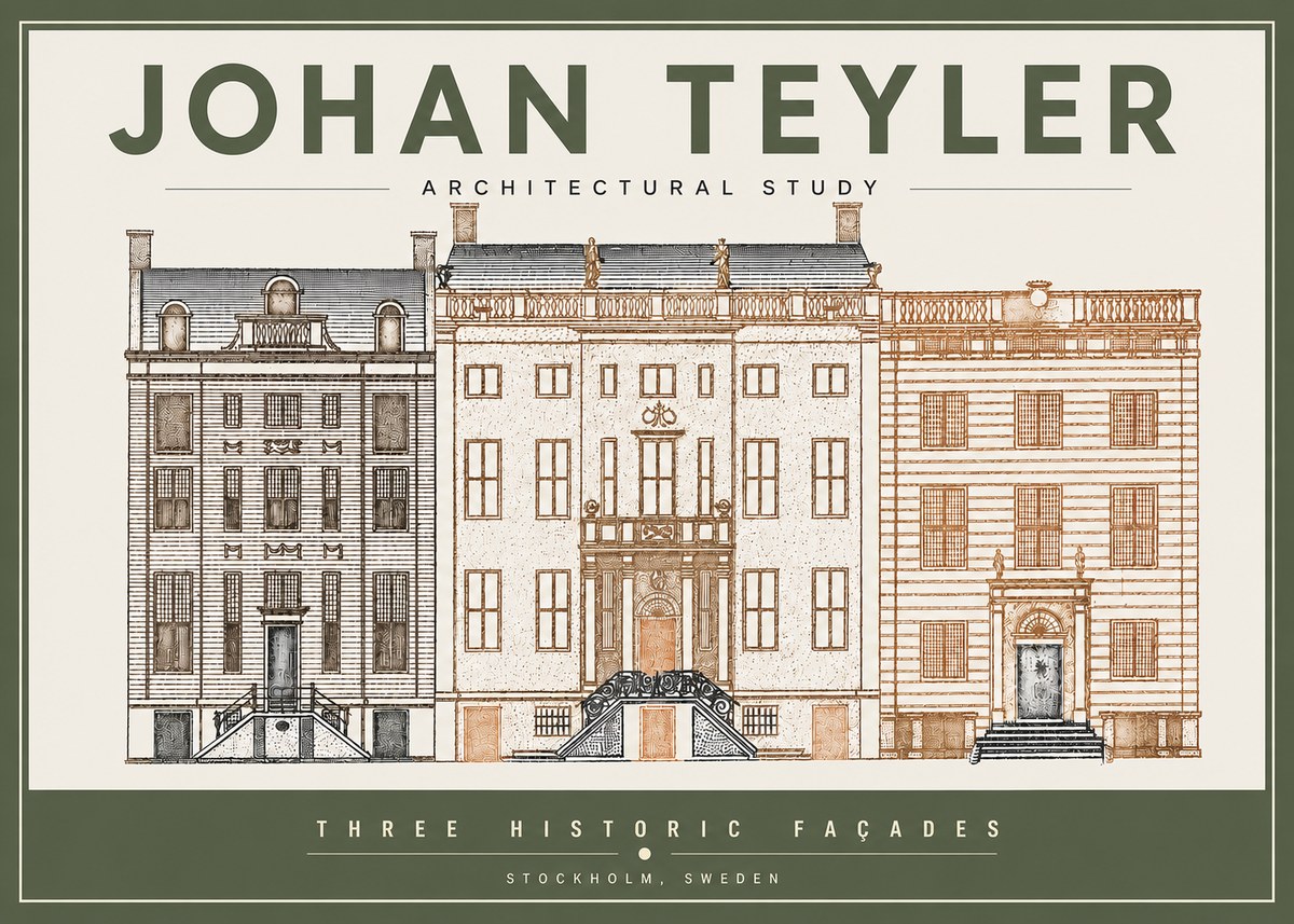 Johan Teyler Architectural Study - Three Historic Façades No3 - Poszter
