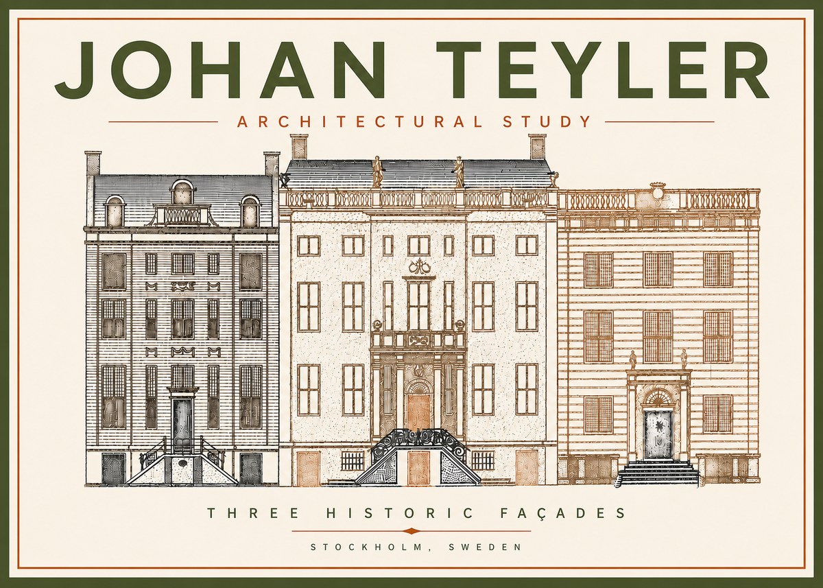 Johan Teyler Architectural Study - Three Historic Façades No5 - Poszter