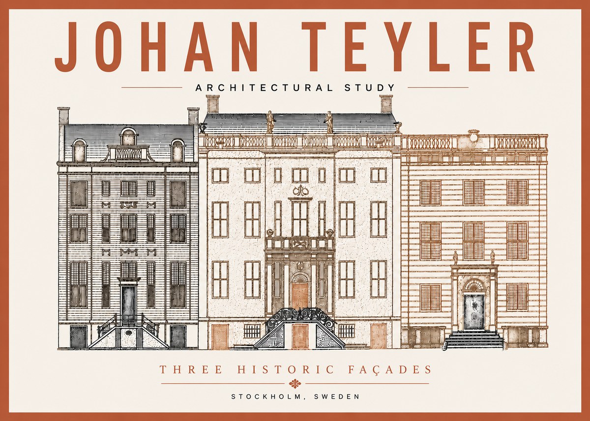 Johan Teyler Architectural Study - Three Historic Façades No6 - Poszter