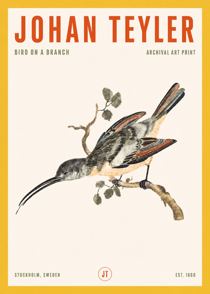 Johan Teyler Bird on a Branch No2 - Poszter
