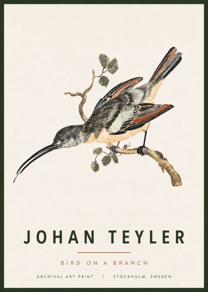 Johan Teyler Bird on a Branch No4 - Poszter