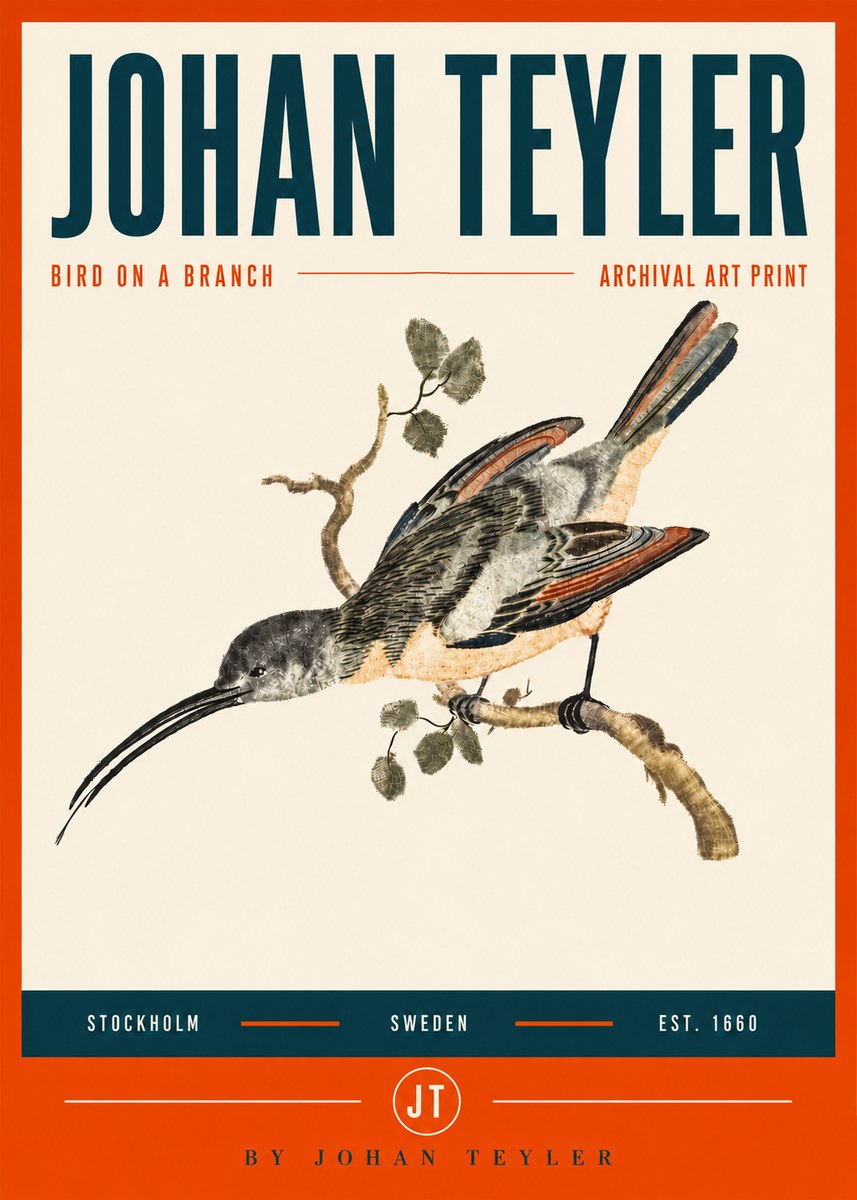 Johan Teyler Bird on a Branch No5 - Poszter