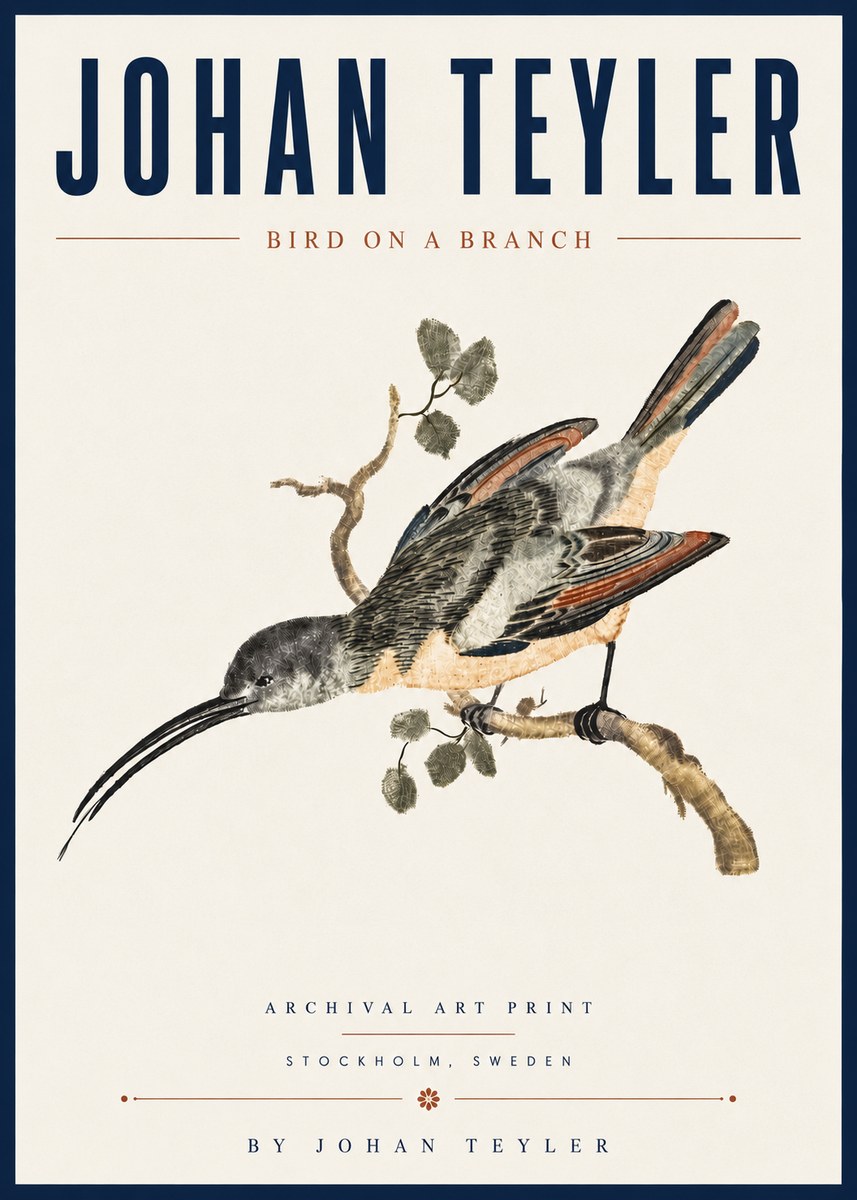 Johan Teyler Bird on a Branch No6 - Poszter