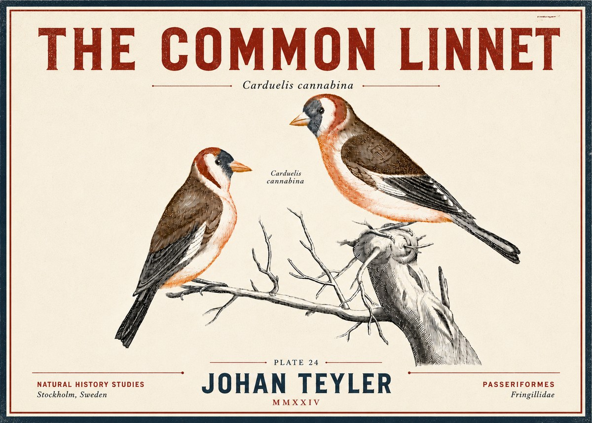 Johan Teyler The Common Linnet No6 - Poszter