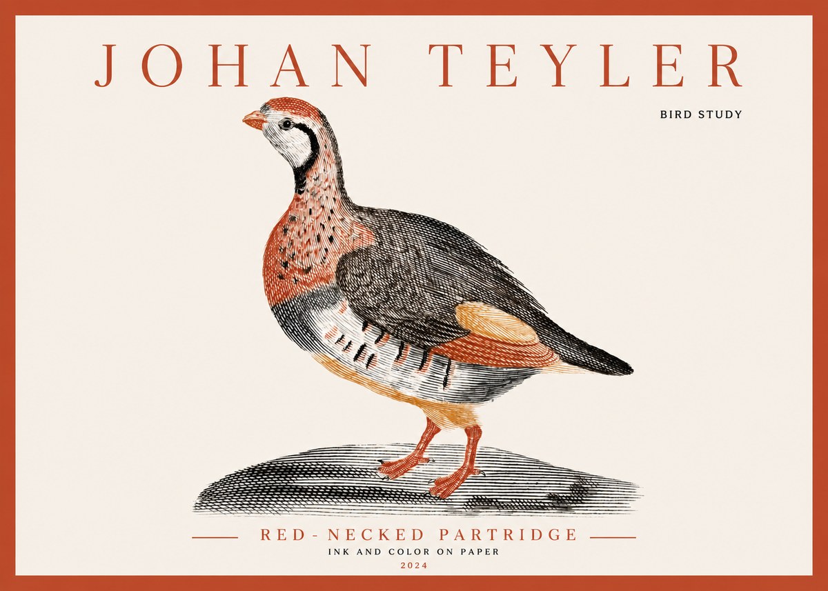 Johan Teyler Red-necked Partridge No3 - Poszter