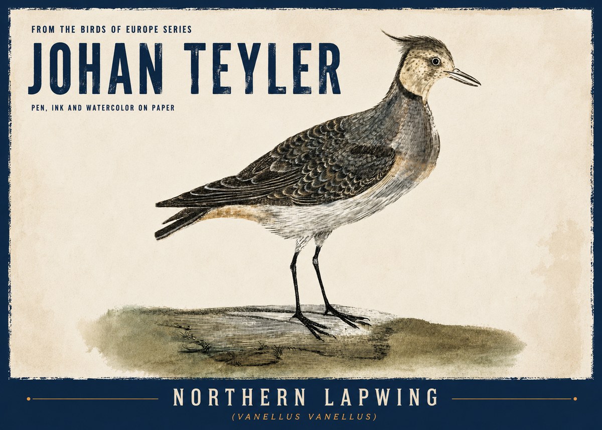 Johan Teyler Northern Lapwing (Vanellus Vanellus) No6 - Poszter