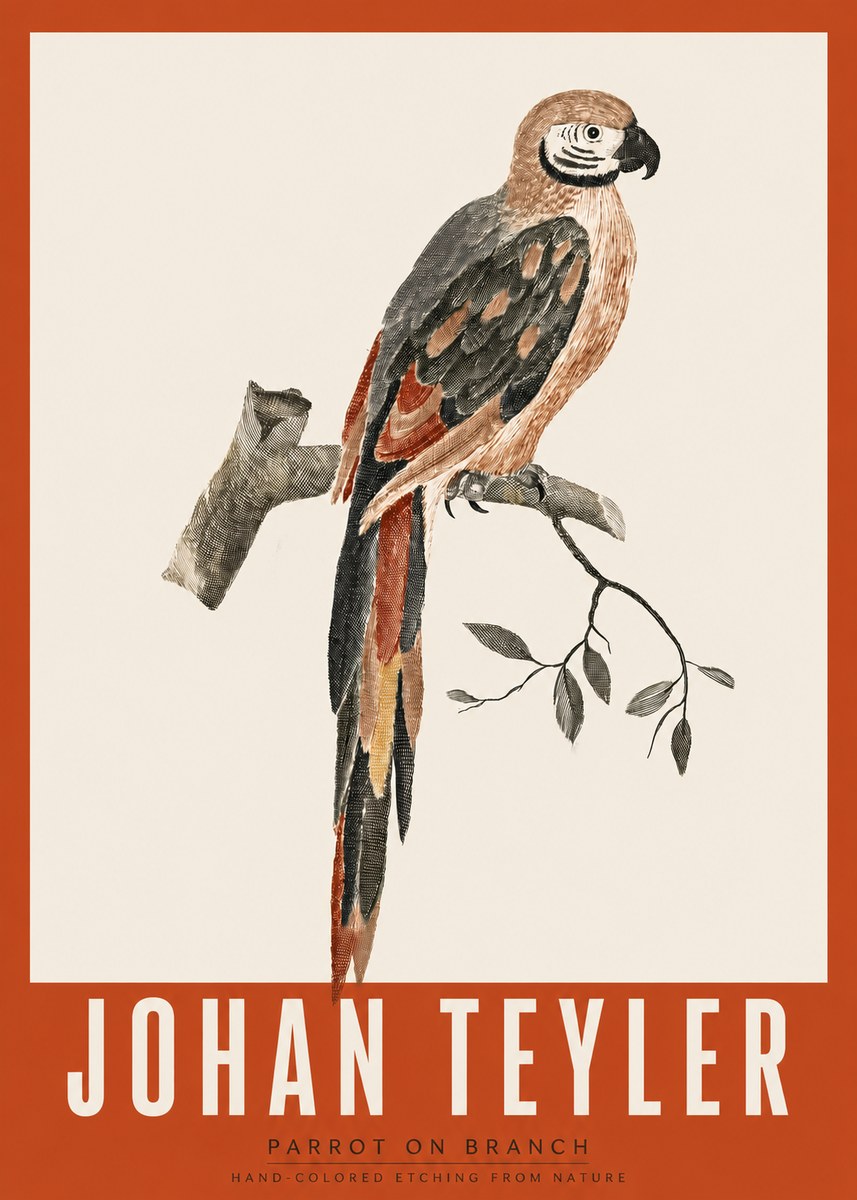 Johan Teyler Parrot on Branch No2 - Poszter