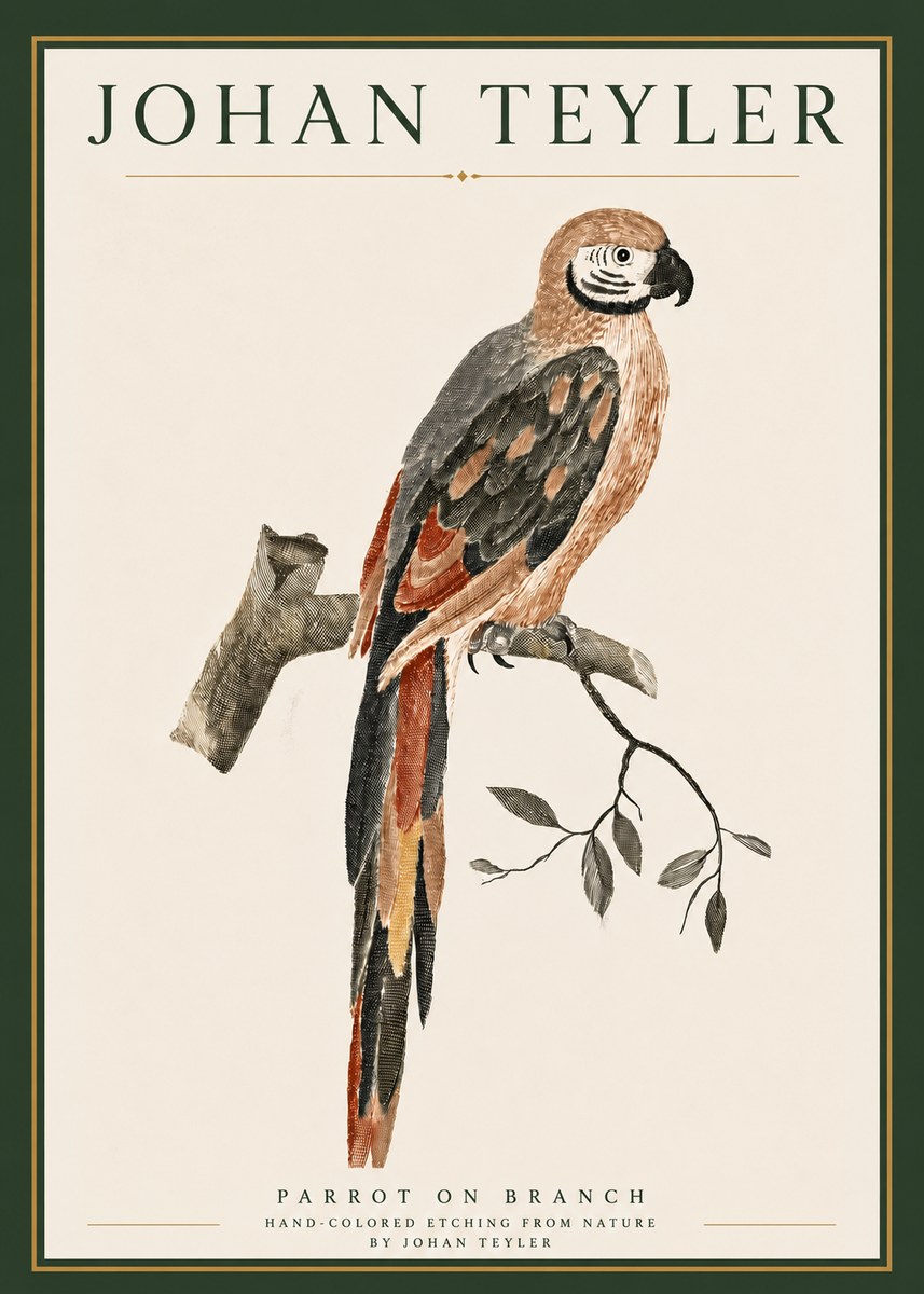 Johan Teyler Parrot on Branch No4 - Poszter