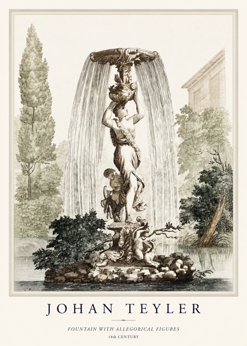 Johan Teyler Fountain with Allegorical Figures No1 - Poszter